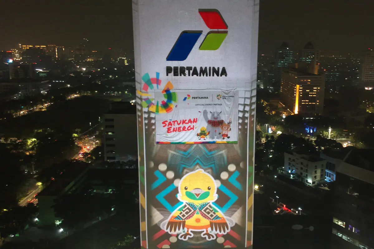 Keren, Video Raksasa Asian Games 2018 Hiasi Gedung Pertamina