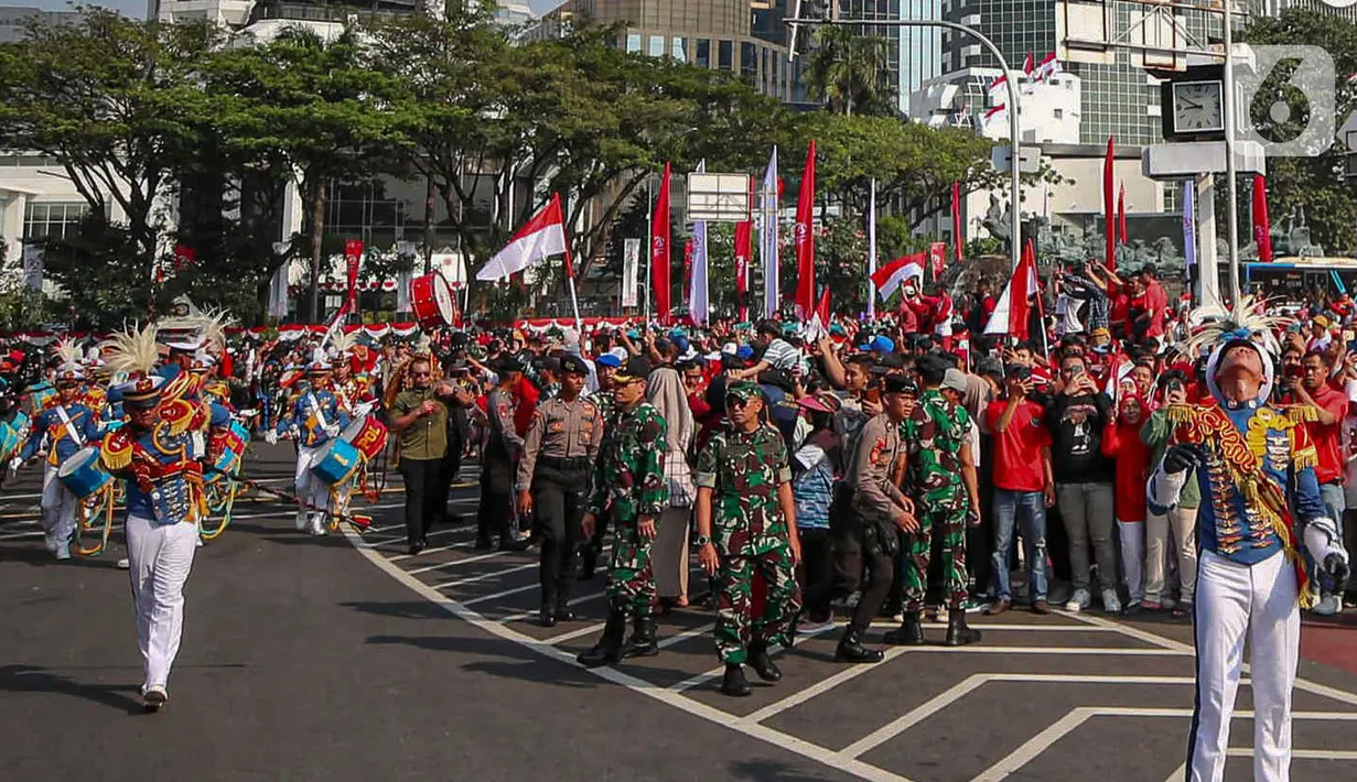 Sementara itu, bertugas sebagai pembawa teks proklamasi adalah Keyla Azzahra Purnama dari Provinsi Sumatera Selatan. (Liputan6.com/Herman Zakharia)