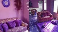 Sebuah rumah didominasi warna ungu dari dinding hingga perabotan dapur (dok.TikTok/@lilioktaria07/https://www.tiktok.com/@lilioktaria07/video/6970934318164151553?is_copy_url=1&is_from_webapp=v1/Komarudin)