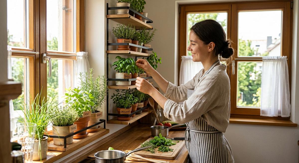 Rak Tanaman Bumbu Dapur untuk Rumah Kecil (AI Generated)