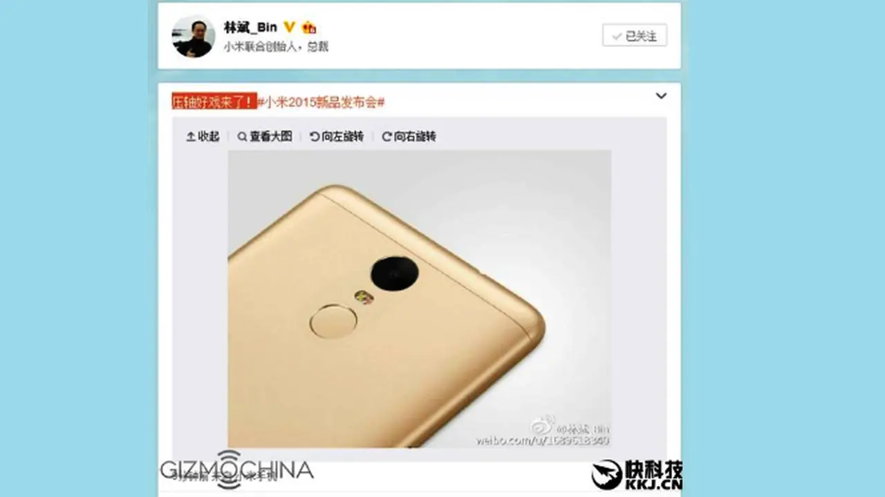 Xiaomi Redmi Note 2 Pro - Akun Weibo Lin Bin
