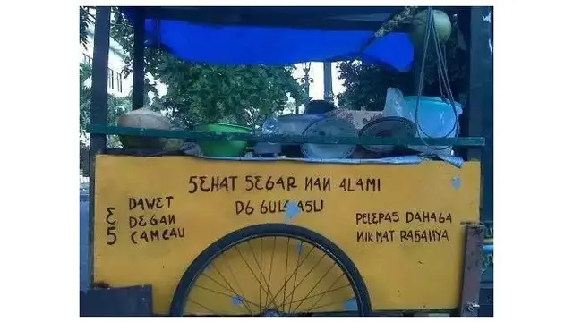 6 Tulisan di Gerobak Jualan Pakai Huruf dan Angka Ini Kocak, Alay Banget