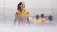 Pevoli perempuan Jakarta Elektrik PLN, Ren Kaiyi tercatat sebagai satu-satunya pevoli berkebangsaan Tiongkok di PLN Mobile Proliga 2022. (Bola.com/Bagaskara Lazuardi)