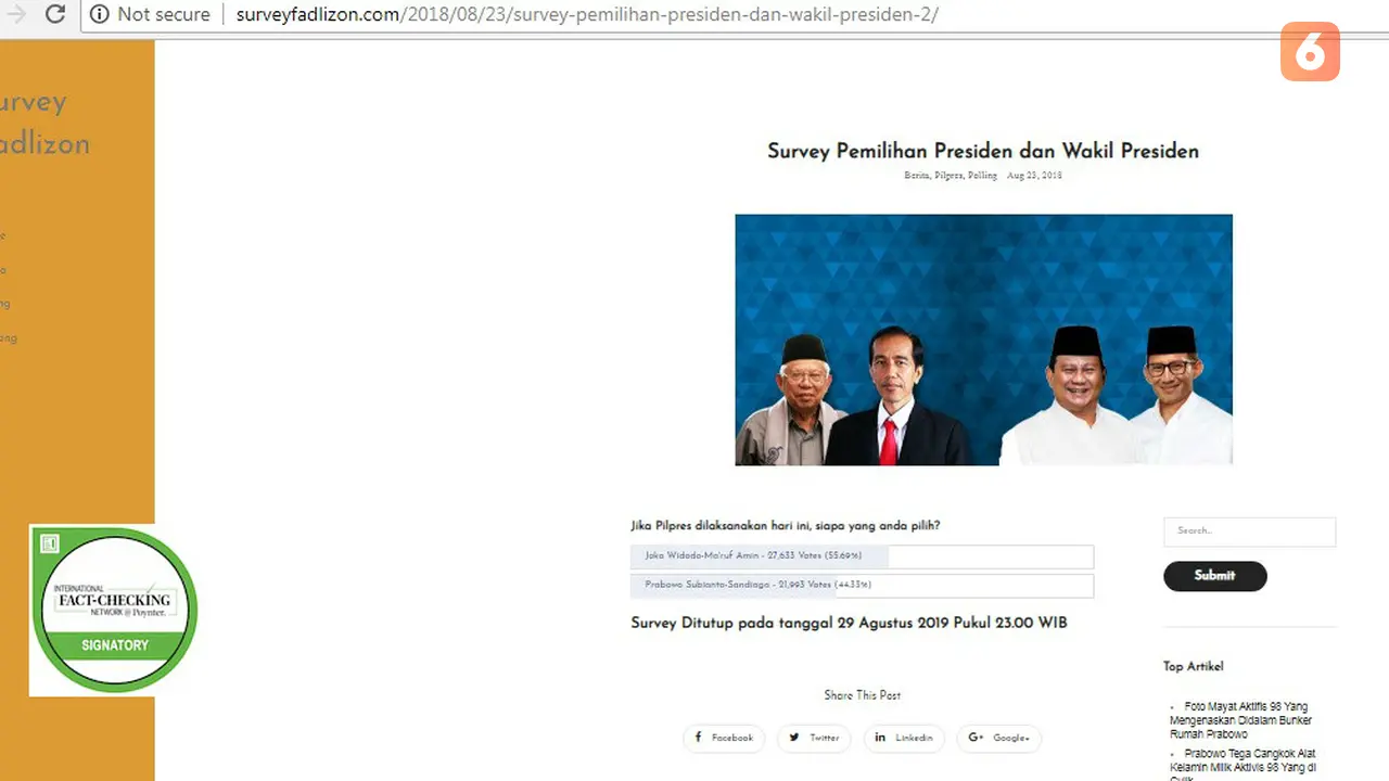 Cek Fakta - Survei Pilpres 2019