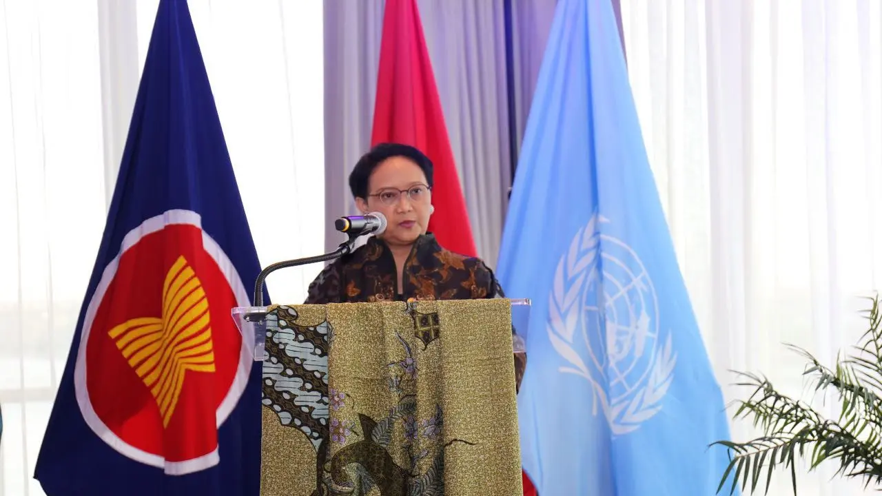 Menteri Luar Negeri RI Retno Marsudi di Markas PBB New York, Amerika Serikat (4/6) (Kementerian Luar Negeri RI)