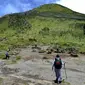 Pendaki berjalan melewati padang sabana dan edelweiss saat mendaki Gunung Merbabu di Selo, Boyolali, Jawa Tengah, Minggu (3/2). Libur Imlek dimanfaatkan warga Jawa Tengah dan Jabotabek untuk mendaki Gunung Merbabu. (Merdeka.com/Arie Basuki)