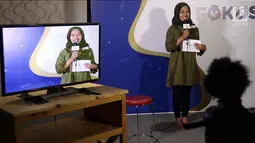 Peserta mengikuti Kompetisi News Presenter dalam rangkaian Emtek Goes To Campus (EGTC) di Universitas Muhammadyah Malang, Selasa (25/9).(Liputan6.com/JohanTallo)
