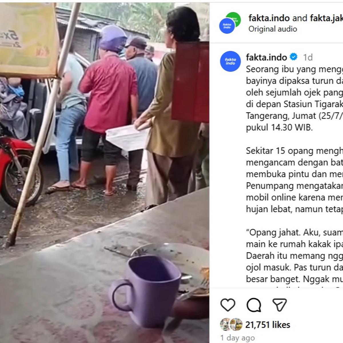 Opang paksa turun ibu bawa bayi dari taksi online di Tigaraksa