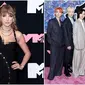 Taylor Swift dan Tomorrow X Together (TXT) di karpet merah VMA 2023. (dok. Twitter @vmas)