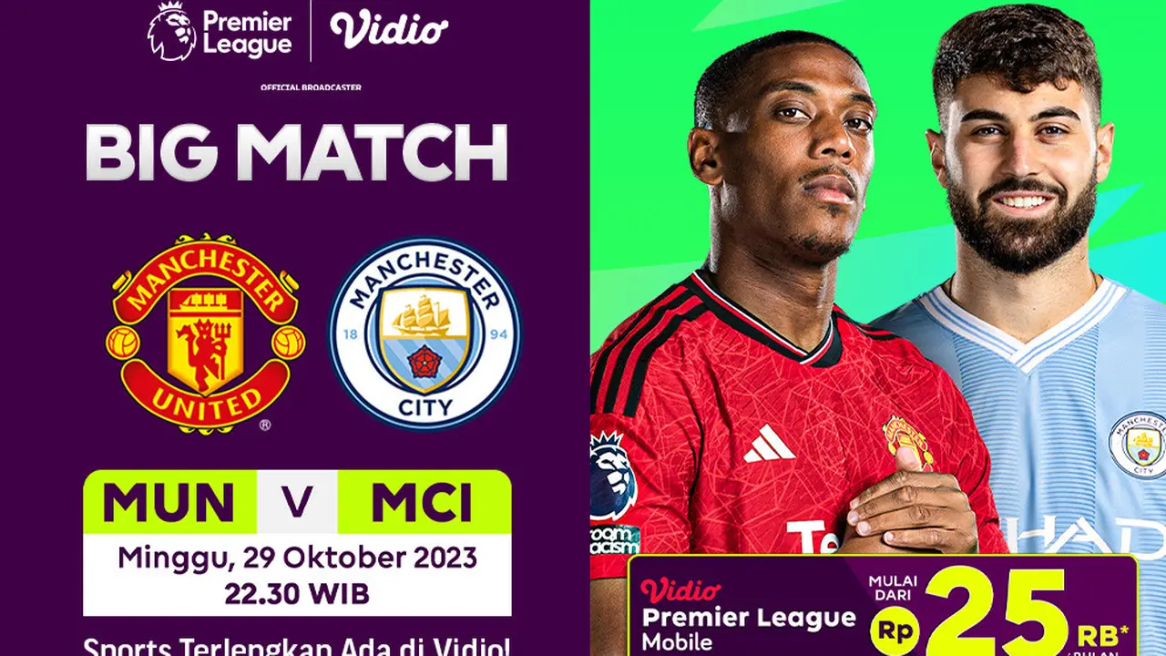 Link Streaming Premier League 23/24 Big Match: Man United vs Man City di Vidio