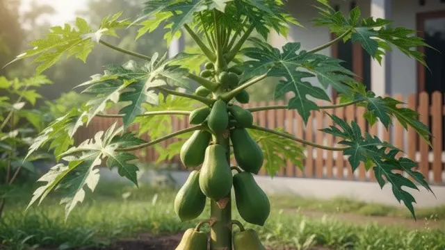 Ilustrasi tanaman buah pepaya/Gemini AI