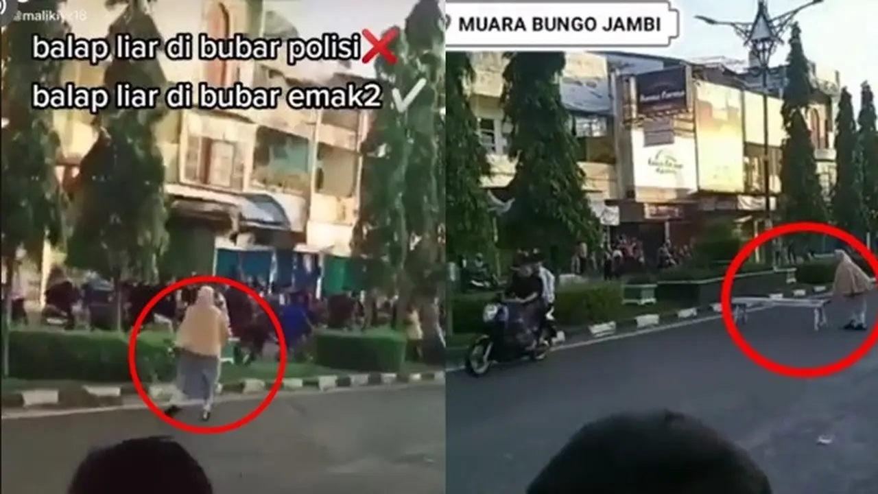 Viral Aksi Balap Liar Dibubarkan Emak-emak di Jambi, Tutup Jalan Pakai Kursi