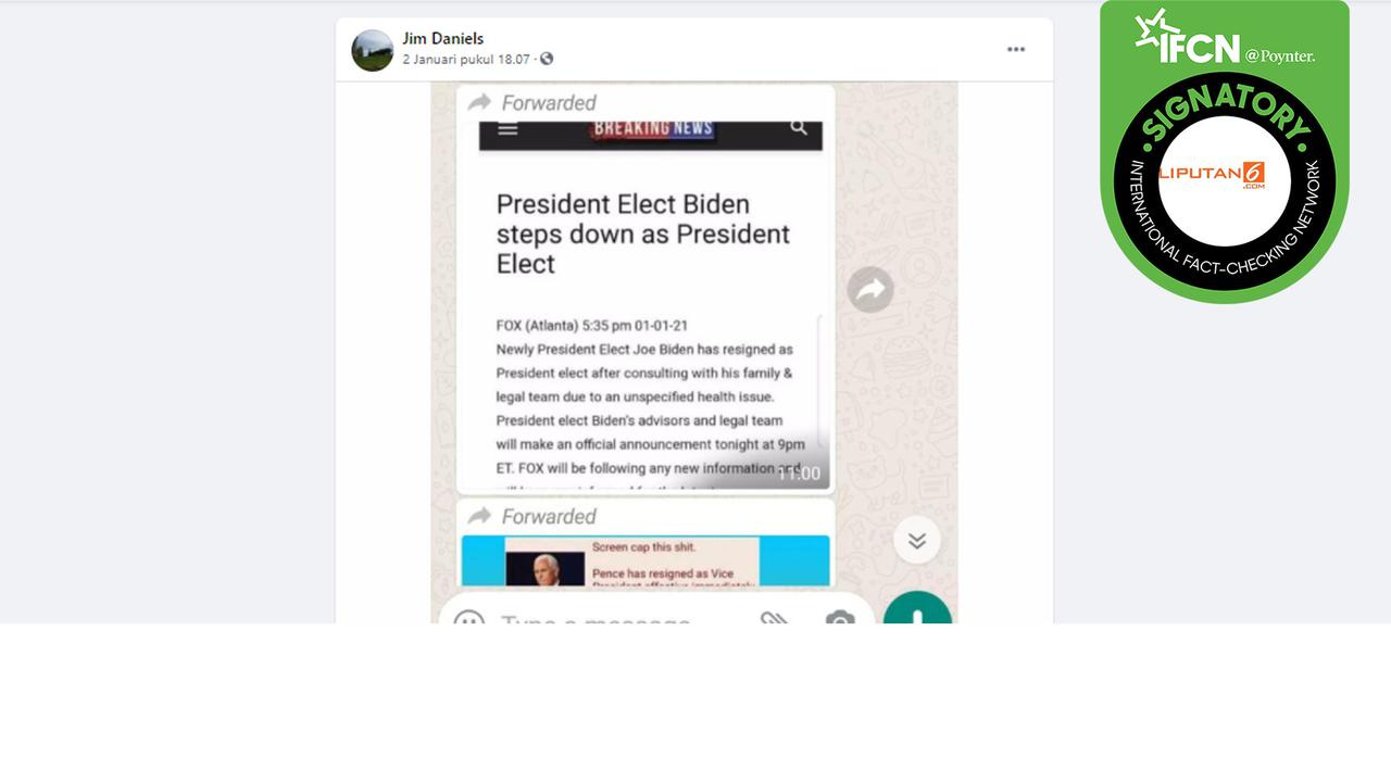 Hoaks Joe Biden mundur sebagai Presiden AS