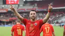 <p>Selebrasi pemain Persija Jakarta, Marko Simic setelah mencetak gol pertama timnya ke gawang PSIS Semarang pada laga pekan ke-34 BRI Liga 1 2023/2024 di Stadion Utama Gelora Bung Karno (SUGBK), Senayan, Jakarta, Selasa (30/4/2024). (Bola.com/Abdul Aziz)</p>