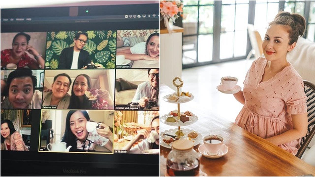 6 Momen Virtual Baby Shower Rianti Cartwright dengan Tema Tea Party