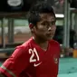 Ekspresi gelandang serang Timnas U-23 Andik Vermansyah ketika berlaga kontra Thailand pada ajang SEA Games di Stadion Utama Gelora Bung Karno, Jakarta.