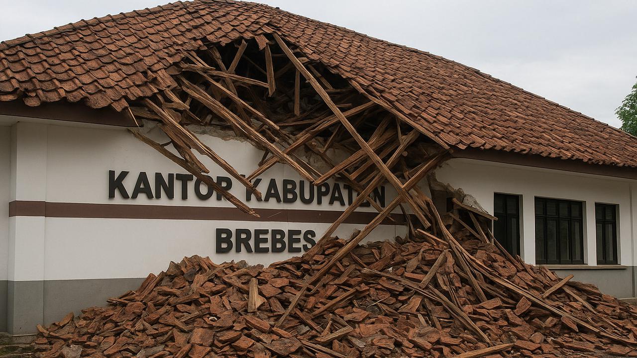 Atap Gedung Kantor Kabupaten Brebes Ambrol, Kadis PU Sebut Ada Kelalaian Vendor