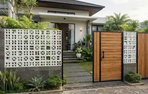 9 Kombinasi Warna dan Motif Pagar Roster dengan Kayu, Perpaduan Klasik Estetik
