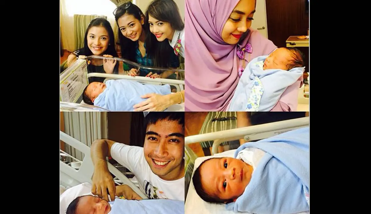 Beberapa selebriti pun sempat berfoto bersama dengan bayi laki-laki Shireen dan Wisnu. (instagram.com/teukuadam10)