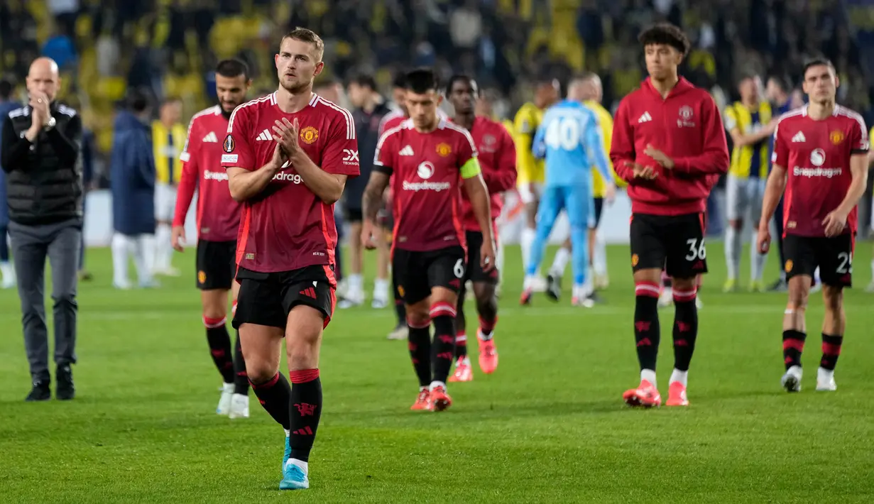 Ini menjadi hasil imbang ketiga bagi Manchester United di tiga laga Liga Europa musim 2024/2025. (AP Photo/Francisco Seco)