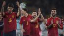 Spanyol. Timnas Spanyol sebagai peringkat ke-7 FIFA lolos ke Piala Dunia 2022 Qatar dengan nilai skuat mencapai 728 juta euro atau setara sekitar Rp11 triliun. Tiga pemain dengan nilai tertinggi adalah Rodri (70 juta euro), Koke (60 juta euro) dan Dani Olmo (50 juta euro). (AFP/Jorge Guerrero)