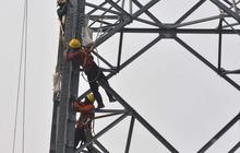 FOTO: Aksi Pekerja Proyek Menara Sutet Kanal Banjir Timur yang Menantang Maut
