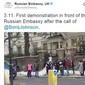 Twitter terkait demo di Kedutaan Rusia di London, Inggris. (Twitters)