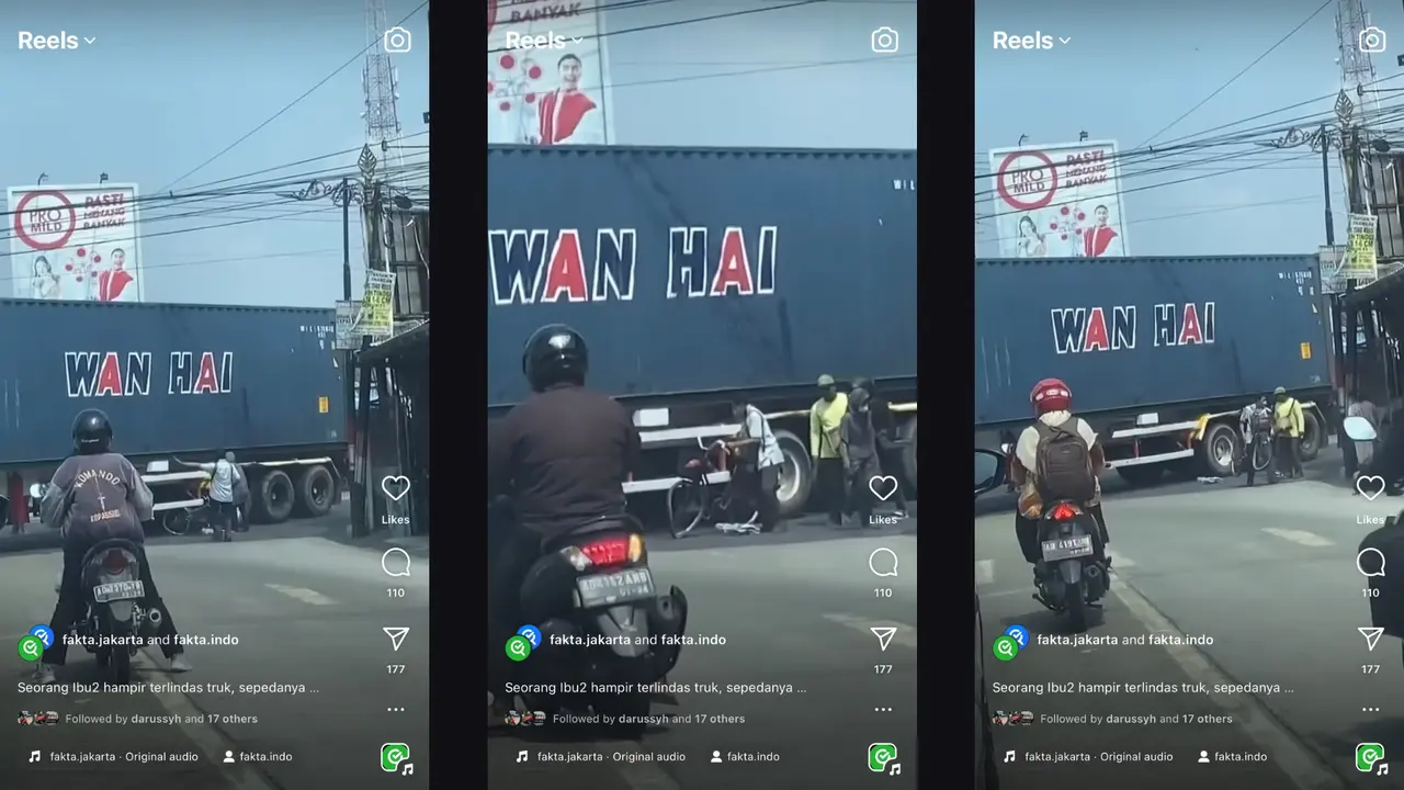 Ibu Pesepeda Terserempet Truk Peti Kemas