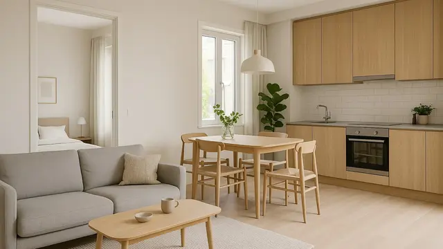 Desain Rumah Scandinavian 6x9 dengan Interior Open-Plan