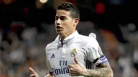 Pemain Real Madrid, James Rodriguez berada pada urutan ketiga dengan total 3 gol pada ajang Copa Del Rey 2016-2017. (EPA/JuanJo Martin)