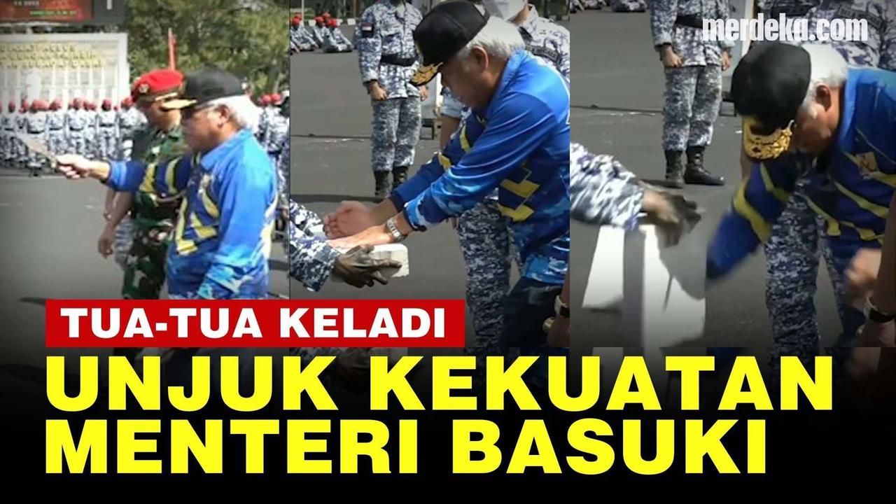 VIDEO: Unjuk Kekuatan Menteri Basuki, Hancurkan Batu Pakai Tangan Kosong