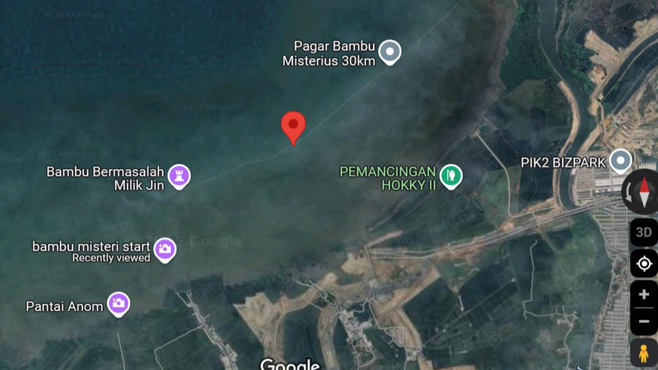 Begini Penampakan Pagar Laut dari Citra Satelit, Mengepung Pesisir Tangerang