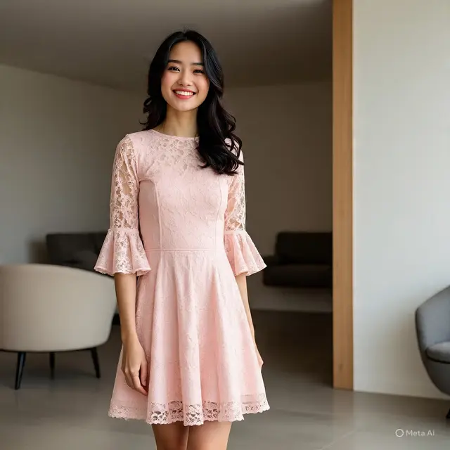 Model Dress Brokat Pendek