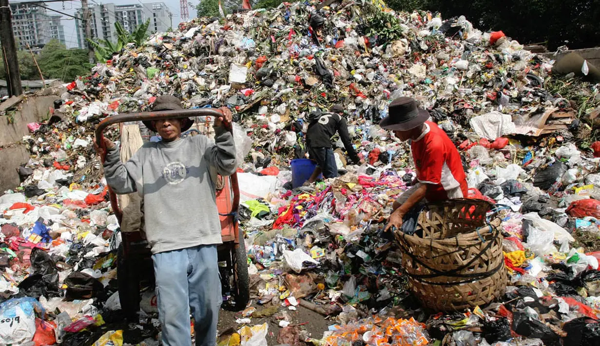 Pemerintah Provinsi DKI Jakarta segera merevitalisasi sistem pengelolaan sampah dengan menambah armada truk pengangkut sampah sebanyak 700-900 unit, Minggu (21/6/14). (Liputan6.com/Faizal Fanani)