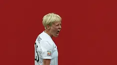 Ekspresi Megan Rapinoe gelandang timnas sepak bola Amerika Serikat setelah mencetak gol ke gawang Australia pada Piala Dunia Sepak Bola Wanita 2015 di Winnipeg. (AFP/Jewel Samad)