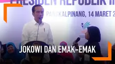 Sering berkeliling daerah di Indonesia membuat Presiden Jokowi banyak bertemu dengan emak-emak. Banyak momen lucu tercipta antara Presiden dan emak-emak.