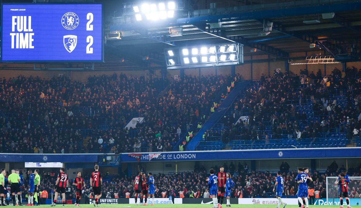 Berkat hasil ini, Chelsea kini menduduki peringkat empat klasemen dengan poin 37. Di sisi lain, Bournemouth tertahan di peringkat tujuh dengan poin 34. (AP Photo/Ian Walton)