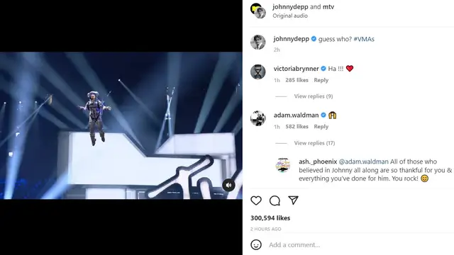 Johnny Depp di MTV VMA 2022. (MTV via Instagram/ johnnydepp)