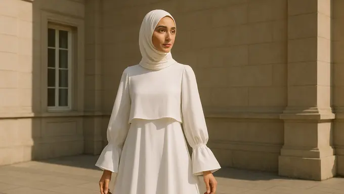 Model Gamis Putih Elegan