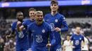 Chelsea berhasil mengurangi ketergantungan terhadap Romelu Lukaku saat menang 3-0 atas tim sekota, Tottenham Hotspur dalam laga pekan ke-5 Liga Inggris 2021/2022. Chelsea unggul 3 gol melalui Thiago Silva, N'Golo Kante dan Antonio Ruediger, tanpa gol Romelu Lukaku. (AP/Matt Dunham)