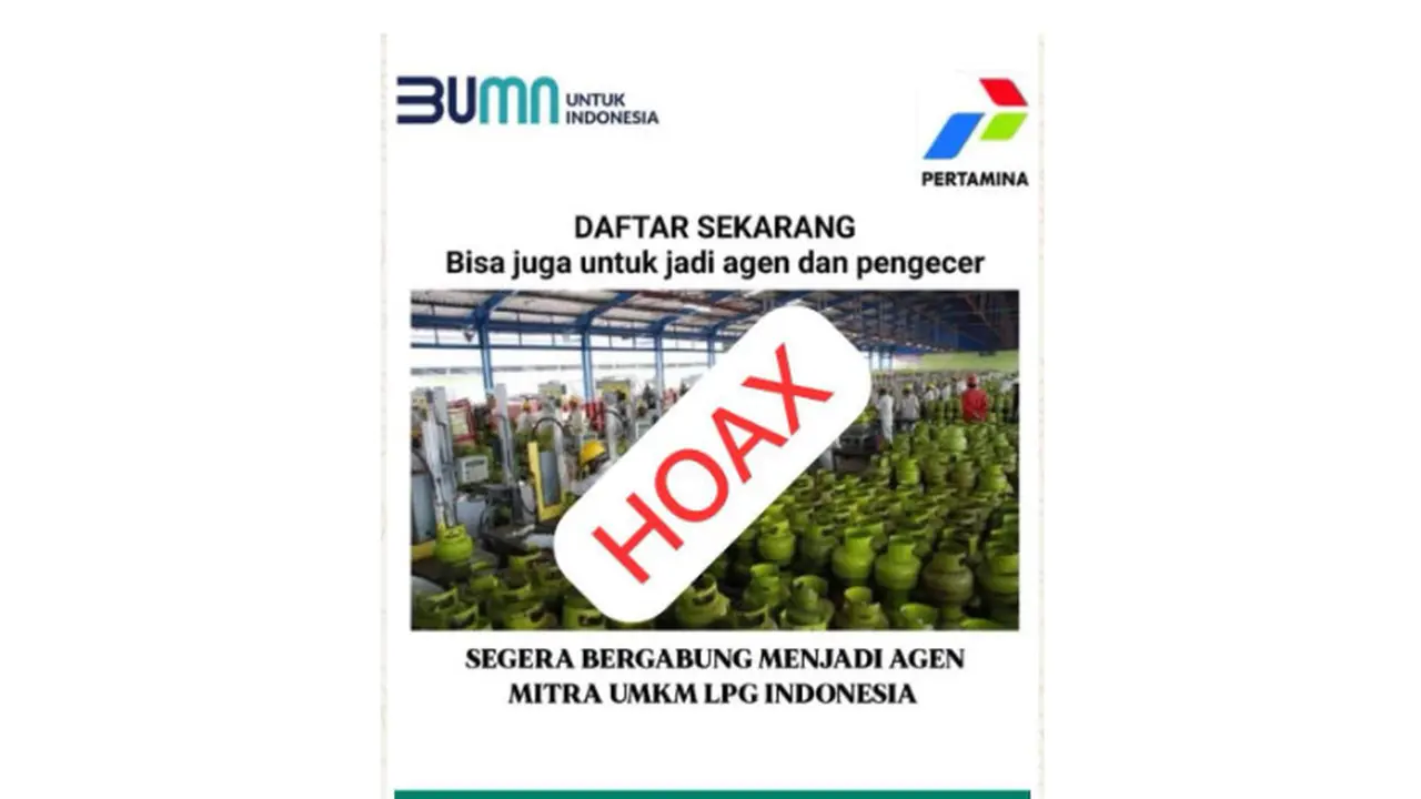 Tangkapan layar hoaks pendaftaran menjadi agen dam pengecer LPG (Sumber: Pertamina Patra Niaga)