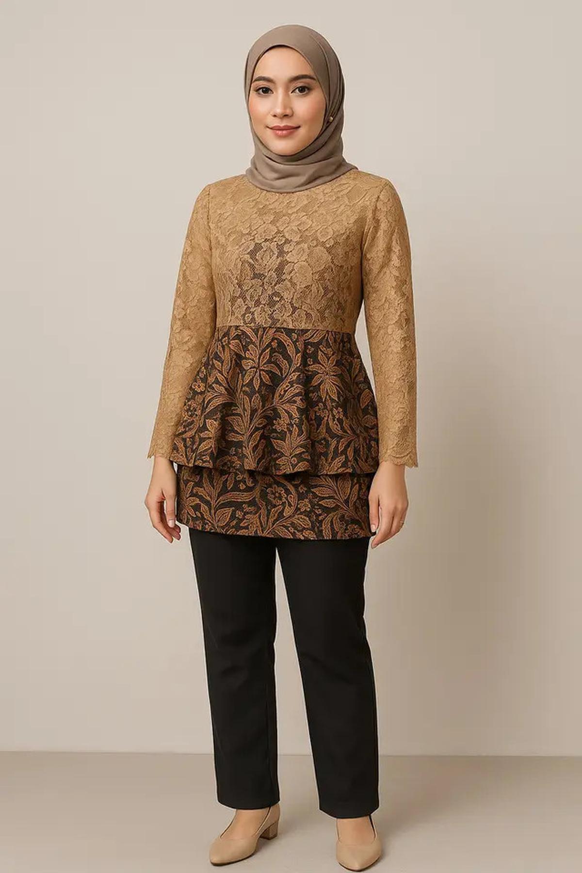 7 Model Tunik Batik Kombinasi Brokat Modern 2025, Tampil Menawan