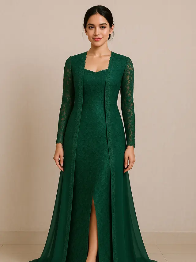 Model Long Dress Brokat Modern untuk Pesta (Image by ChatGPT)