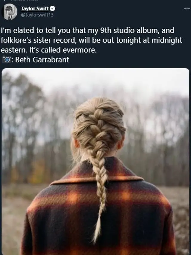 Unggahan Taylor Swift. (Twitter/ taylorswift13)