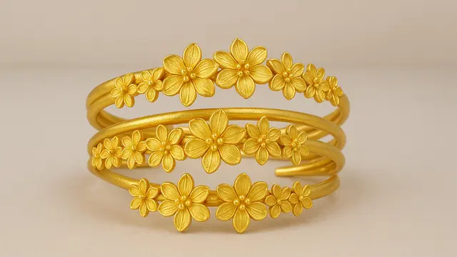 Desain Gelang Lilit Emas Motif Bunga 24 Karat Terbaru 2025/AI