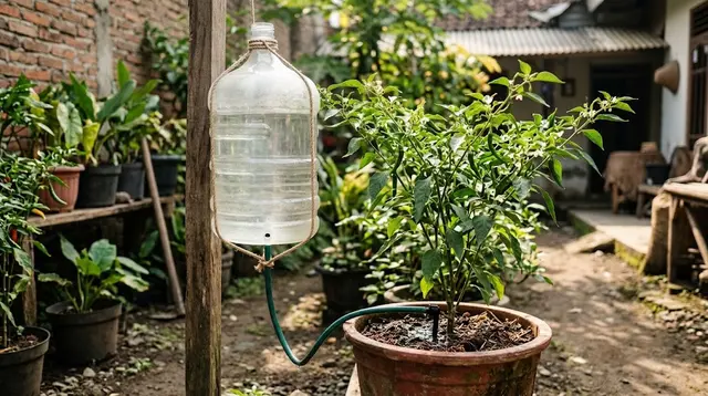 Cara Membuat Irigasi Tetes dari Galon Bekas untuk Tanaman Cabai, Sangat Berguna di Musim Kemarau