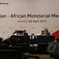 Menlu Retno Marsudi memberikan sambutan pada pembukaan Pertemuan Tingkat Menteri Asia-Afrika di JCC, Senin (20/4/2015). Pertemuan setingkat menteri tersebut merupakan rangkaian Peringatan ke-60 tahun KTT Asia Afrika 2015. (Liputan6.com/Herman Zakharia)