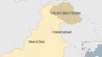 Ilustrasi peta lokasi kecelakaan helikopter di Pakistan. (BBC)
