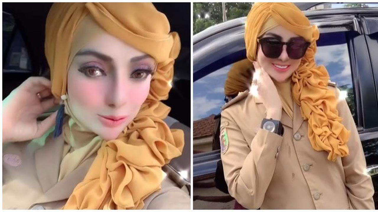 Viral Wanita Berseragam PNS Berdandan Mirip Barbie, Ini 6 Potretnya