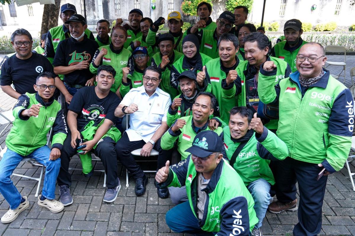 Menteri Ekraf Teuku Riefky saat menghadiri kegiatan Satu Tahun Pelaksanaan Program Cek Kesehatan Gratis (CKG) di Gojek Ops Office